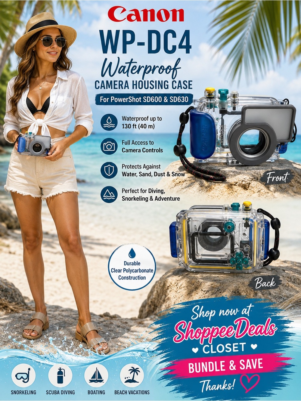 Canon WP-DC4 Waterproof Camera Housing Case for PowerShot SD600 & SD630